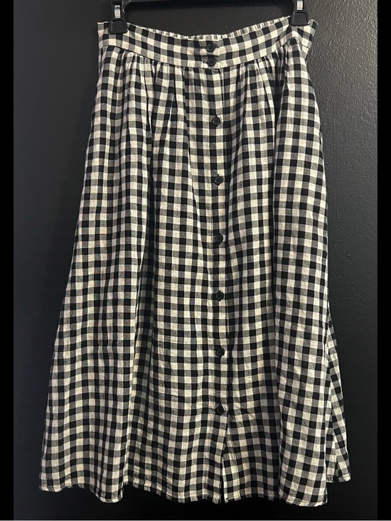 Who What Wear Dresses & Skirts - Black and White Gingham Button-Front Women's Midi Skirt
